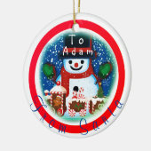 Keepomwille gepersonaliseerd van de Kerstman Keramisch Ornament (Links)