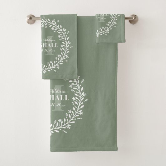 Keepomwille Pas getrouwd Couple Green Wreater Mono Bad Handdoek (Insitu)