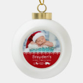 Keepomwille Photo Babys First Kerstred Keramische Bal Ornament (Voorkant)