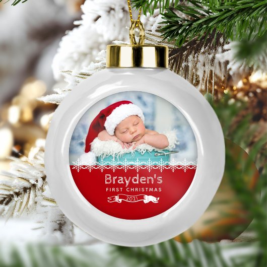Keepomwille Photo Babys First Kerstred Keramische Bal Ornament