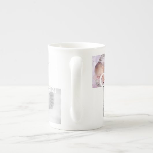 Keepomwille Photo Collage Birth Announding Porselein Kop (Achterkant)