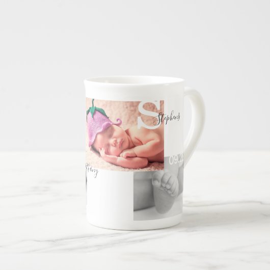 Keepomwille Photo Collage Birth Announding Porselein Kop (Voorkant rechts)