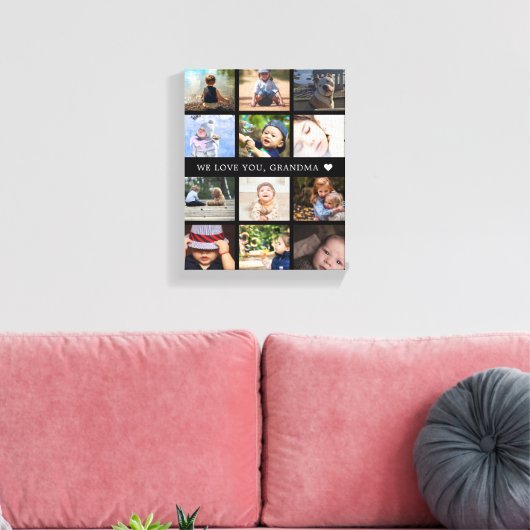 Keepomwille Photo Collage Grandma Black Canvas Afdruk (Insitu (Woonkamer))