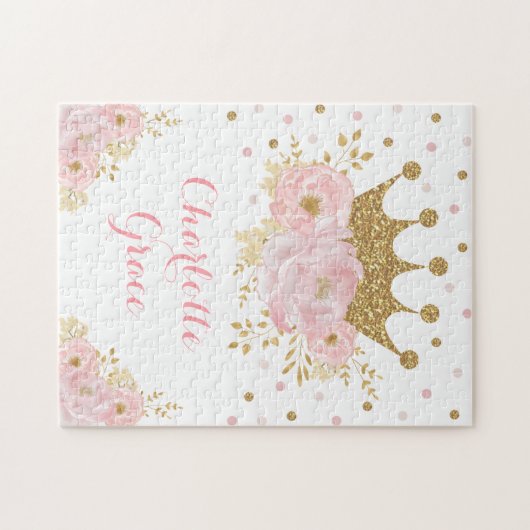 Keepomwille Pink Gold Crown Princess Birthday Gift Legpuzzel (Horizontaal)