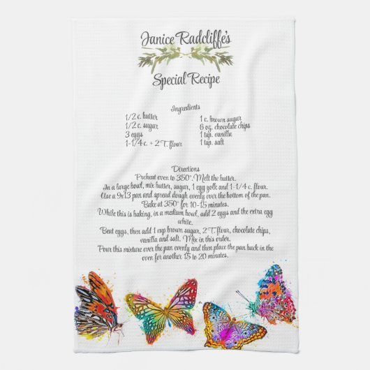 Keepomwille Recipe Gift Colorful Butterflies Theedoek (Verticaal)