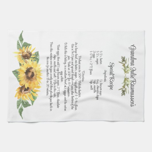 Keepomwille Recipe Sjabloon Waterverf Sunflower Gi Theedoek (Horizontaal)