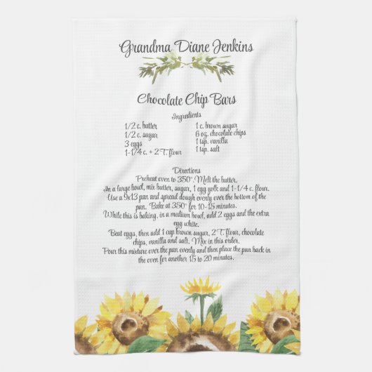 Keepomwille Recipe Sjabloon Waterverf Sunflower Gi Theedoek (Verticaal)