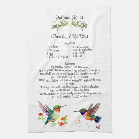 Keepomwille Recipe Sjabloon Waterverf Theedoek (Verticaal)