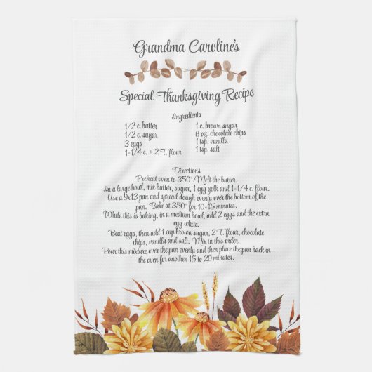 Keepomwille Recipe Thanksgiving Herfst herfst Cade Theedoek (Verticaal)