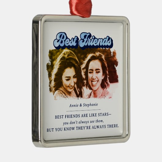 Keepomwille Retro Best Friends Photo Ceramic Ornam Metalen Ornament (Rechts)