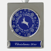 Keepomwille Snowflake Reindekerst Verzilverd Banner Ornament (Voorkant)