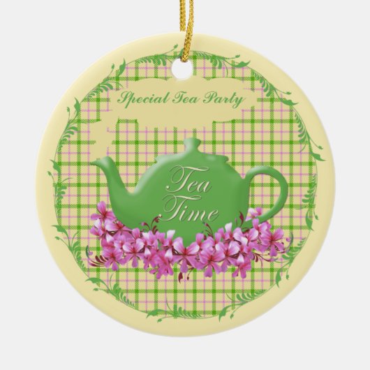 Keepomwille Tea Time Teapot Keramisch Ornament (Voorkant)