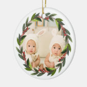 Keepomwille Twins First Kerstmis Wreatfoto Keramisch Ornament (Links)