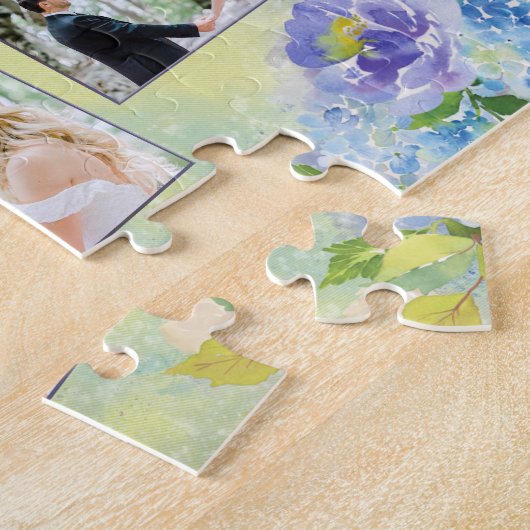 Keepomwille Wedding Photo Collage Waterverf Floral Legpuzzel (Zijkant)