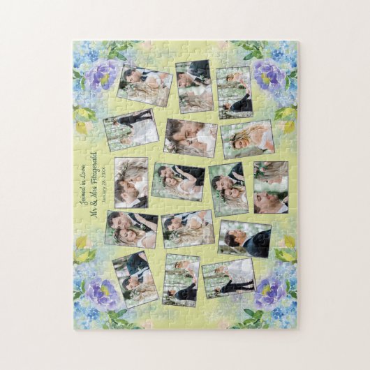 Keepomwille Wedding Photo Collage Waterverf Floral Legpuzzel (Verticaal)