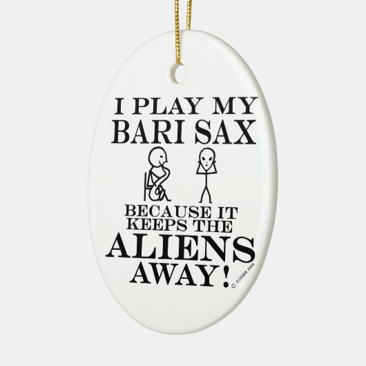 Keeps Aliens Away Bari Sax Keramisch Ornament (Links)