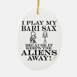 Keeps Aliens Away Bari Sax Keramisch Ornament
