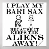 Keeps Aliens Away Bari Sax Poster (Voorkant)