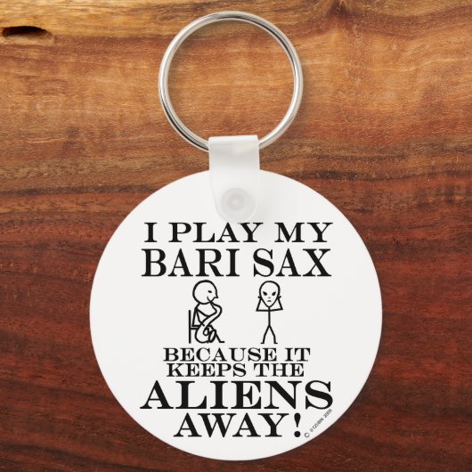 Keeps Aliens Away Bari Sax Sleutelhanger (Voorkant)