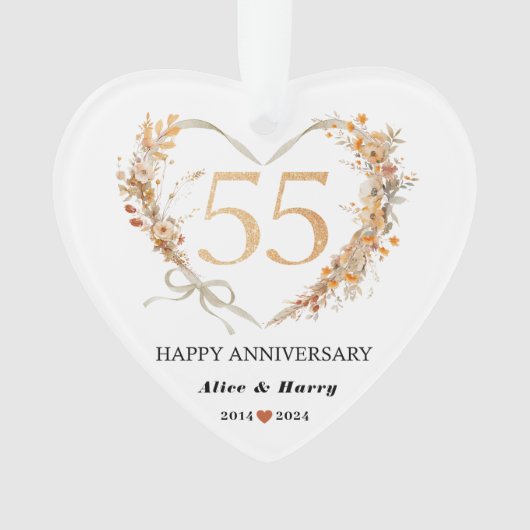 Keepsake 55th 💞 Gold Wedding Jubileum Ornament (voorkant)