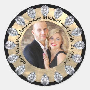 Keepsake 60e bruiloft JUBILEUM FOTO DIAMANT Ronde Sticker