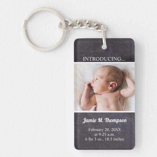 Keepsake Baby Foto Introducing Baby Custom Sleutelhanger (Voorkant)