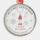 Keepsake Baby's eerste kerst gezellige rendieren Metalen Ornament (Voorkant)