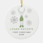 Keepsake Baby's eerste kerst rendieren foto Keramisch Ornament (Voorkant)