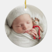 Keepsake Baby's eerste kerst rendieren foto Keramisch Ornament (Achterkant)