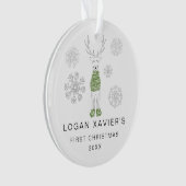 Keepsake Baby's eerste kerst rendieren foto Ornament (voorkant)