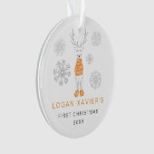 Keepsake Baby's eerste kerst rendieren foto Ornament (voorkant)