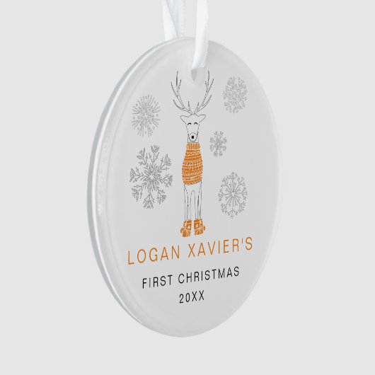 Keepsake Baby's eerste kerst rendieren foto Ornament (voorkant)