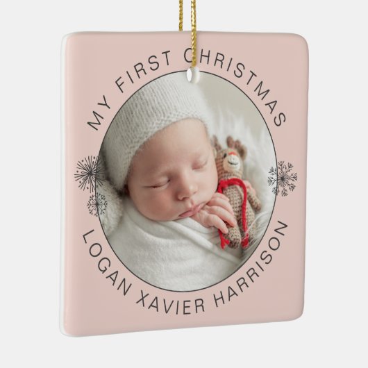 Keepsake Baby's eerste kerstfoto Keramisch Ornament (Rechts)