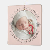 Keepsake Baby's eerste kerstfoto Keramisch Ornament (Links)