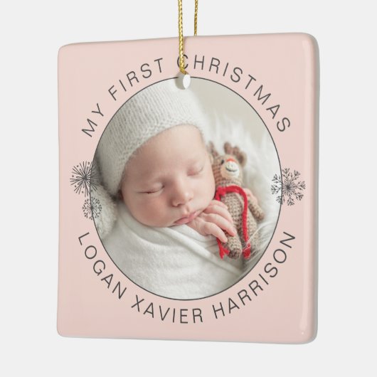 Keepsake Baby's eerste kerstfoto Keramisch Ornament (Links)