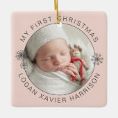 Keepsake Baby's eerste kerstfoto Keramisch Ornament (Voorkant)