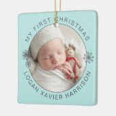 Keepsake Baby's eerste kerstfoto Keramisch Ornament (Links)
