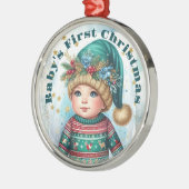 Keepsake Baby's Eerste Kerstfoto Kind Herinneringe Metalen Ornament (Links)