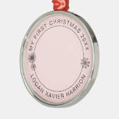 Keepsake Baby's eerste kerstfoto Metalen Ornament (Links)