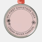Keepsake Baby's eerste kerstfoto Metalen Ornament (Voorkant)