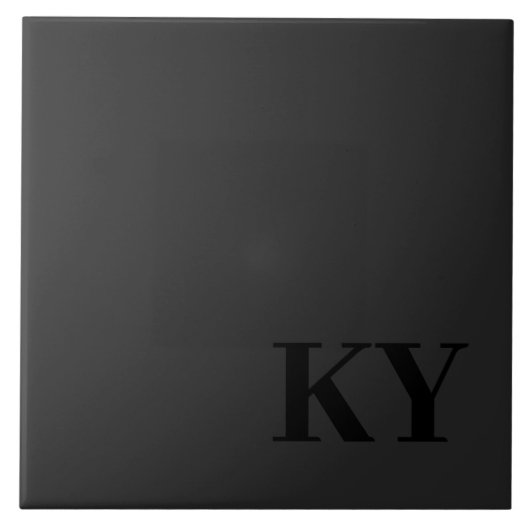 Keepsake Ceramic Tile - Initials, Black, Dark Grey Tegeltje (Voorkant)