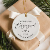 Keepsake Couple Names Ring Engaged Keramisch Ornament