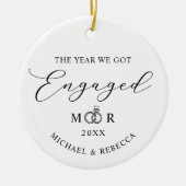 Keepsake Couple Names Ring Engaged Keramisch Ornament (Voorkant)