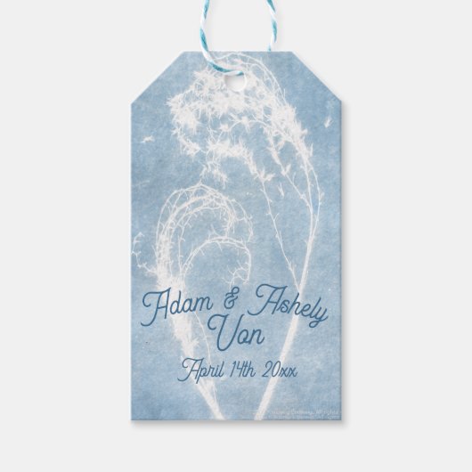 Keepsake Cyanotype gepersonaliseerd hart Cadeaulabel (Voorkant)