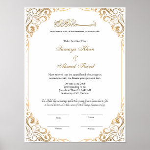 Keepsake Elegant lijst nikkah contract Poster