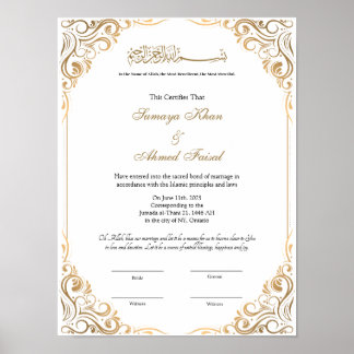 Keepsake Elegant lijst nikkah contract Poster