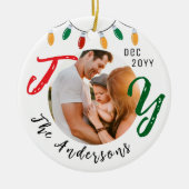 Keepsake Familiefoto Witte vreugde Feestelijke Ker Keramisch Ornament (Voorkant)