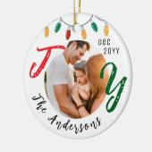 Keepsake Familiefoto Witte vreugde Feestelijke Ker Keramisch Ornament (Links)