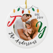Keepsake Familiefoto Witte vreugde Feestelijke Ker Keramisch Ornament (Achterkant)