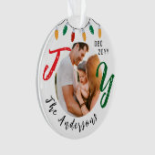 Keepsake Familiefoto Witte vreugde Feestelijke Ker Ornament (voorkant)
